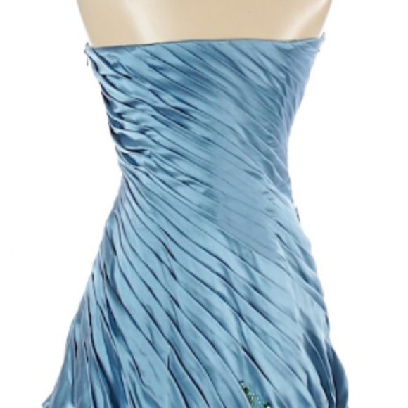 Tony Bowls Blue Satin and Sequin Cocktail Dress - Picture 2 of 9